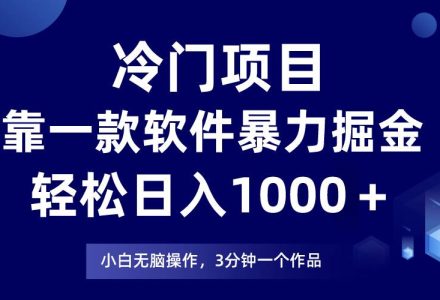 冷门项目，靠一款软件暴力掘金日入1000＋，小白轻松上手第二天见收益-创艺项目网