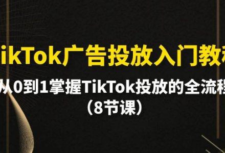 TikTok广告投放入门教程，从0到1掌握TikTok投放的全流程（8节课）-创艺项目网