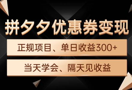 拼夕夕优惠券变现，单日收益300+，手机电脑都可操作-创艺项目网