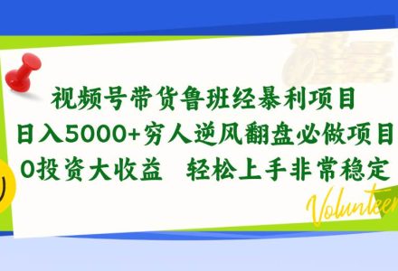 视频号带货鲁班经暴利项目，日入5000+，穷人逆风翻盘必做项目，0投资…-创艺项目网