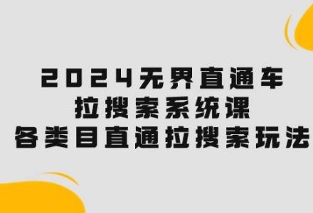 2024无界直通车·拉搜索系统课：各类目直通车 拉搜索玩法！-创艺项目网