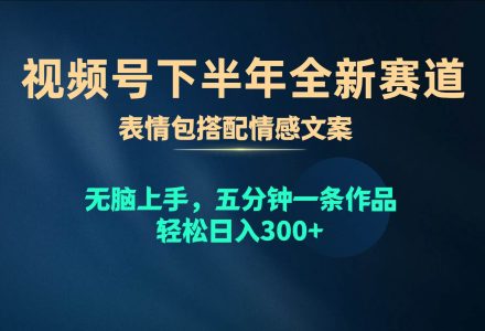 视频号下半年全新赛道，表情包搭配情感文案 无脑上手，五分钟一条作品…-创艺项目网