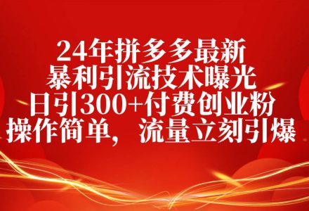 24年拼多多最新暴利引流技术曝光，日引300+付费创业粉，操作简单，流量…-创艺项目网