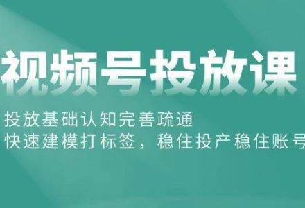 视频号投放课：投放基础认知完善疏通，快速建模打标签，稳住投产稳住账号-创艺项目网