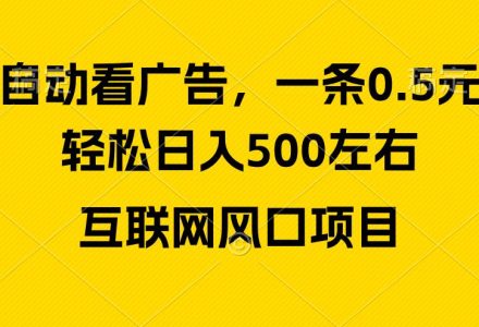 广告收益风口，轻松日入500+，新手小白秒上手，互联网风口项目-创艺项目网