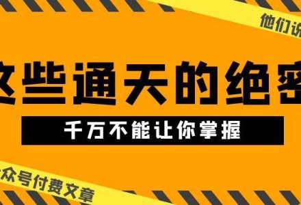 某公众号付费文章《他们说 “ 这些通天的绝密，千万不能让你掌握! ”》-创艺项目网