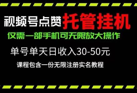 视频号点赞托管挂机，单号单天利润30~50，一部手机无限放大（附带无限…-创艺项目网