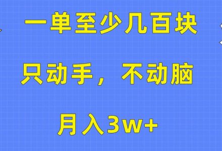 一单至少几百块，只动手不动脑，月入3w+。看完就能上手，保姆级教程-创艺项目网