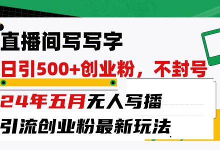 直播间写写字日引300+创业粉，24年五月无人写播引流不封号最新玩法-创艺项目网